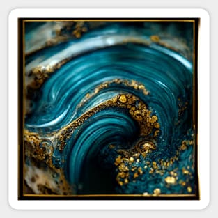 Golden aqua swirl Sticker